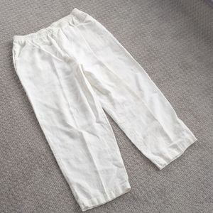 VTG 100% Linen Pleated Pull-on 'Coastal Grandma' Creme/Natural Pants, Size XL